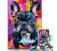 Jigsaw Puzzles 1000 Pieces for Adults Teens French Bulldog Oil Painting Puzzles,Stress Reliever Difficult Challenge Secret Santa Gifts 38x26cm