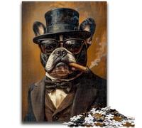 Jigsaw Puzzles 1000 Pieces for Adults Teens French Bulldog Smoking Educational Games Home Decoration Educational Game for Birthday, Chrismas 26x38cm