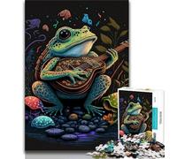 Jigsaw Puzzles 1000 Pieces for Adults Teens Frog Playing Banjo Adult Puzzles,Challenging Game for Is Ideal As A Gift for The Whole Family 75x50cm