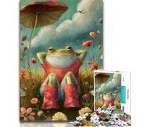 Jigsaw Puzzles 1000 Pieces for Adults Teens Frog Sitting on The Grass,Educational Family Game with Fully Interlocking Randomly Shaped Pieces (75x50cm)