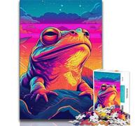 Jigsaw Puzzles 1000 Pieces for Adults Teens Frog Sunset Frogs Vintage Adult Puzzles,Challenging Game for Is Ideal As A Gift for The Whole Family 38x26cm