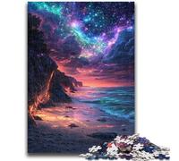 Jigsaw Puzzles 1000 Pieces for Adults Teens Galaxy Beach Night View for Age 14+ Challenging To Complete But Fun And Humorous Great Gifts And Toys 38x26cm