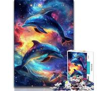 Jigsaw Puzzles 1000 Pieces for Adults Teens Galaxy Dolphin 1000 Piece Puzzle,Staycation Kill Time with Fully Interlocking Randomly Shaped Pieces 38x26cm
