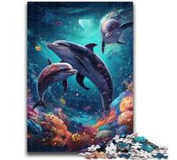 Jigsaw Puzzles 1000 Pieces for Adults Teens Galaxy Dolphin Adult Puzzles,Learning Educational Toys Family Games Gifts for Friends And Family (26x38cm)