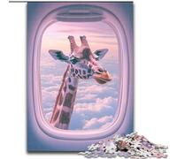 Jigsaw Puzzles 1000 Pieces for Adults Teens Giraffe Outside The Airplane Window, Learning Educational for Is Ideal As A Gift for The Whole Family (Size50x75cm)