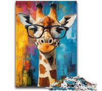 Jigsaw Puzzles 1000 Pieces for Adults Teens Giraffe Wearing Glasses 1000 Piece Jigsaw,is Ideal As Gifts for The Whole Family Suitable for And 14 (38x26cm)