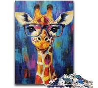 Jigsaw Puzzles 1000 Pieces for Adults Teens Giraffe Wearing Glasses Teenager Puzzles,Family Educational Games Home Decoration Gift (75x50cm)