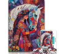 Jigsaw Puzzles 1000 Pieces for Adults Teens Girl And Horse, Funny Family Games,is Ideal As Gifts for The Whole Family Suitable for And 14 38x26cm