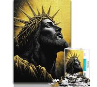 Jigsaw Puzzles 1000 Pieces for Adults Teens Golden Jesus Adult Puzzles,Suitable for Desktop Decoration for And Age 14 (size 38x26cm)