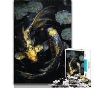 Jigsaw Puzzles 1000 Pieces for Adults Teens Golden Koi,Family Entertainment Toys with Matching Poster And Trivia Sheet 75x50cm