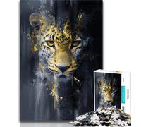 Jigsaw Puzzles 1000 Pieces for Adults Teens Golden Leopard,Stress Reliever Staycation Kill Time with Matching Poster And Trivia Sheet (38x26cm)