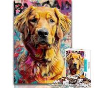 Jigsaw Puzzles 1000 Pieces for Adults Teens Golden Retriever Oil Painting Puzzles for Adults,Vibrant And Unique Design Relaxing & Challenging Puzzle Experience 38x26cm