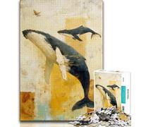 Jigsaw Puzzles 1000 Pieces for Adults Teens Golden Whale Adult Puzzles,Learning Educational Toys Family Games Gifts for Friends And Family 26x38cm