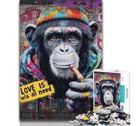Jigsaw Puzzles 1000 Pieces for Adults Teens Graffiti Chimpanzee Puzzles,Birthday Present, Gifts, Wall Art for Age 14 Years Up 75x50cm