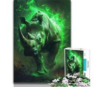 Jigsaw Puzzles 1000 Pieces for Adults Teens Green Rhino,Challenging Game And Family Play Educational Game for Birthday,Chrismas (75x50cm)