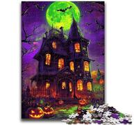 Jigsaw Puzzles 1000 Pieces for Adults Teens Halloween Castle Challenging Game Toys for Is Ideal As A Gift for The Whole Family 26x38cm
