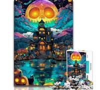 Jigsaw Puzzles 1000 Pieces for Adults Teens Halloween Castle,Stress Reliever Staycation Kill Time with Matching Poster And Trivia Sheet (38x26cm)