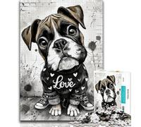 Jigsaw Puzzles 1000 Pieces for Adults Teens Happy Boxer Puppy 1000 Pieces for Adults,is Ideal As Gifts for The Whole Family Suitable for And 14 38x26cm
