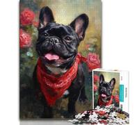 Jigsaw Puzzles 1000 Pieces for Adults Teens Happy French Bulldog,Challenging Game for Is Ideal As A Gift for The Whole Family (75x50cm)