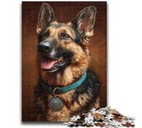 Jigsaw Puzzles 1000 Pieces for Adults Teens Happy German Shepherd Family Fun with Matching Poster And Trivia Sheet for Age 14+ 50x75cm