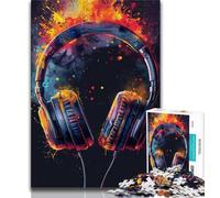 Jigsaw Puzzles 1000 Pieces for Adults Teens Headphones Colorful Splash Art 1000 Pieces for Adults,Educational Games Home Decoration Birthday Present, Gifts, Wall Art 26x38cm