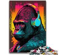 Jigsaw Puzzles 1000 Pieces for Adults Teens Headphones Gorilla Educational Games Home Decoration Birthday Present, Gifts for Age 14+ 26x38cm