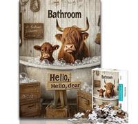Jigsaw Puzzles 1000 Pieces for Adults Teens Highland Cow,family Fun Games Fun at Home Activities,Birthday Present,Travel Gifts (38x26cm)