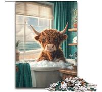 Jigsaw Puzzles 1000 Pieces for Adults Teens Highland Cow, Family Game Stress Reliever Difficult Challenge A Work of Art for Ages 14+ (Size 50x75cm)