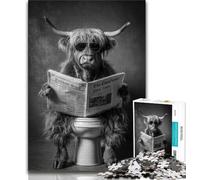 Jigsaw Puzzles 1000 Pieces for Adults Teens Highland Cow on Toilet,Challenging Game And Family Play Educational Game for Birthday,Chrismas (75x50cm)