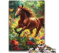 Jigsaw Puzzles 1000 Pieces for Adults Teens Horse Among Flowers Puzzles,Stress Reliever Difficult Challenge Secret Santa Gifts (38x26cm)
