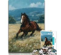 Jigsaw Puzzles 1000 Pieces for Adults Teens Horses on The Grassland,Stress Reliever Staycation Kill Time Wishlist with Santa Claus (38x26cm)