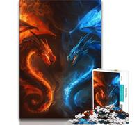 Jigsaw Puzzles 1000 Pieces for Adults Teens Ice And Fire Dragon,Challenging Game And Family Play Educational Game for Birthday,Chrismas (38x26cm)