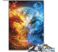 Jigsaw Puzzles 1000 Pieces for Adults Teens Ice And Fire Dragon, Family Game Stress Reliever Difficult Challenge A Work of Art for Ages 14+ (Size 26x38cm)