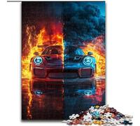 Jigsaw Puzzles 1000 Pieces for Adults Teens Ice And Fire Sports Car, Decompressing Intellectual Educational Toy Birthday Gift (Size 26x38cm)