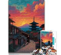 Jigsaw Puzzles 1000 Pieces for Adults Teens Japanese Style Temple Puzzles,Stress Reliever Difficult Challenge Secret Santa Gifts 38x26cm