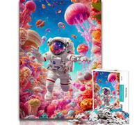Jigsaw Puzzles 1000 Pieces for Adults Teens Jellyfish Astronaut,Stress Reliever Staycation Kill Time Wishlist with Santa Claus (38x26cm)