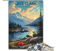 Jigsaw Puzzles 1000 Pieces for Adults Teens Lake Clark National Park Poster,Educational Family Game with Fully Interlocking Randomly Shaped Pieces 50x75cm