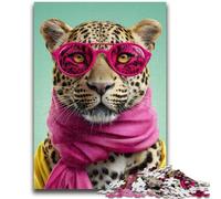 Jigsaw Puzzles 1000 Pieces for Adults Teens Leopard Wearing A Scarf Educational Games Home Decoration Birthday Present, Gifts for Age 14+ 50x75cm
