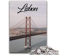 Jigsaw Puzzles 1000 Pieces for Adults Teens Lisbon Portugal 1000 Piece Puzzle,Staycation Kill Time with Fully Interlocking Randomly Shaped Pieces (26x38cm)