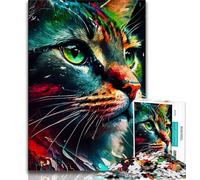Jigsaw Puzzles 1000 Pieces for Adults Teens Lively Colored Cat Face Jigsaw,Interesting Stress Reduction Parent-child Interaction (size 38x26cm)