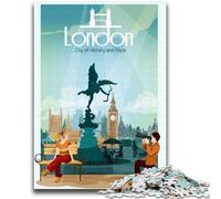 Jigsaw Puzzles 1000 Pieces for Adults Teens London City Travel History 1000 Piece Puzzle,Staycation Kill Time with Fully Interlocking Randomly Shaped Pieces (26x38cm)