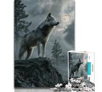 Jigsaw Puzzles 1000 Pieces for Adults Teens Majestic Wolf 1000 Piece Puzzle,Staycation Kill Time with Fully Interlocking Randomly Shaped Pieces 38x26cm
