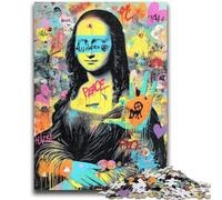 Jigsaw Puzzles 1000 Pieces for Adults Teens Mona Lisa Graffiti 1000 Pieces for Adults,Stress Reliever Staycation Kill Time Wishlist with Santa Claus (26x38cm)