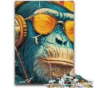 Jigsaw Puzzles 1000 Pieces for Adults Teens Monkey Wearing Glasses for And 14 Years And over Anti-Stress Toys Christmas Birthday Gift 26x38cm
