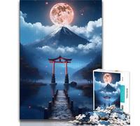 Jigsaw Puzzles 1000 Pieces for Adults Teens Moonlit Fuji Torii Gate 1000 Piece Puzzle,Staycation Kill Time with Fully Interlocking Randomly Shaped Pieces 38x26cm