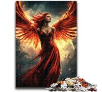Jigsaw Puzzles 1000 Pieces for Adults Teens Mysterious Phoenix Girl Puzzles for Adults,Vibrant And Unique Design Relaxing & Challenging Puzzle Experience (38x26cm)