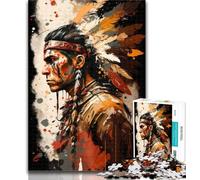 Jigsaw Puzzles 1000 Pieces for Adults Teens Native American Warior 1000 Pieces for Adults,Stress Reliever Difficult Challenge Secret Santa Gifts 50x75cm