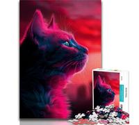 Jigsaw Puzzles 1000 Pieces for Adults Teens Neon Cat 1000 Pieces for Adults,is Ideal As Gifts for The Whole Family Suitable for And 14 38x26cm