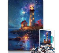 Jigsaw Puzzles 1000 Pieces for Adults Teens Neon Lighthouse Puzzles,Birthday Present, Gifts, Wall Art for Age 14 Years Up 38x26cm