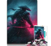 Jigsaw Puzzles 1000 Pieces for Adults Teens Neon Samurai Warrior War,Educational Family Game with Fully Interlocking Randomly Shaped Pieces (38x26cm)